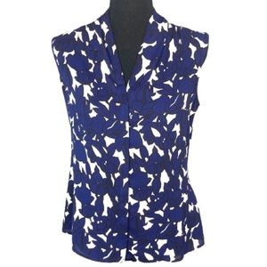 Banana Republic Sleeveless Blouse Blue Print 6P